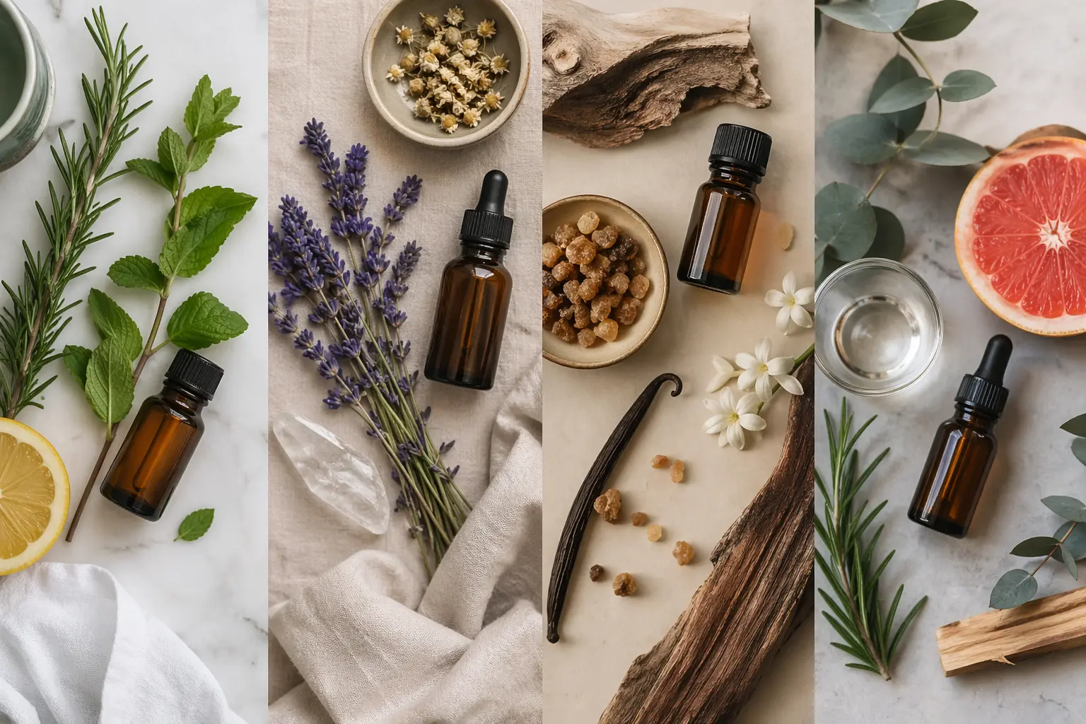 Illathangulatokat bemutató vizuális útmutató különböző aromás irányokkal